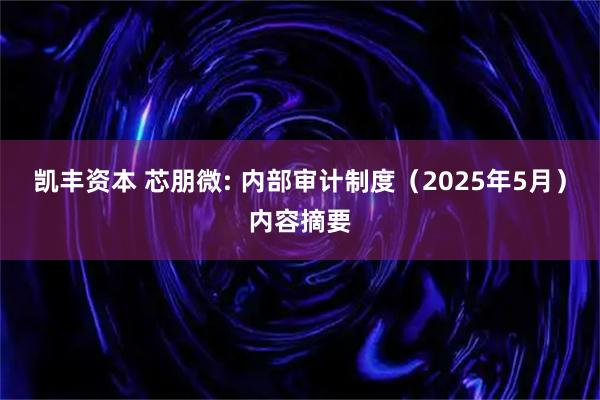 凯丰资本 芯朋微: 内部审计制度（2025年5月）内容摘要